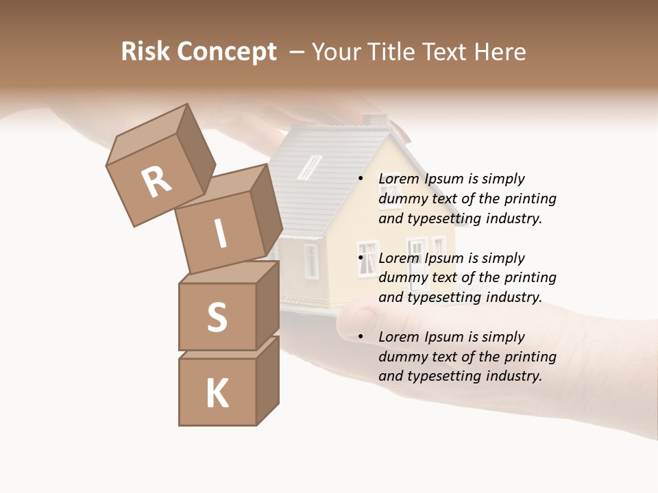 Female Hand Reaching For A House Isolated On A White Background. PowerPoint Template