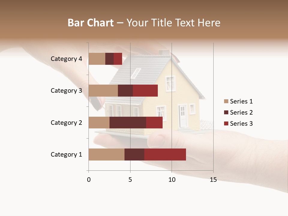 Female Hand Reaching For A House Isolated On A White Background. PowerPoint Template