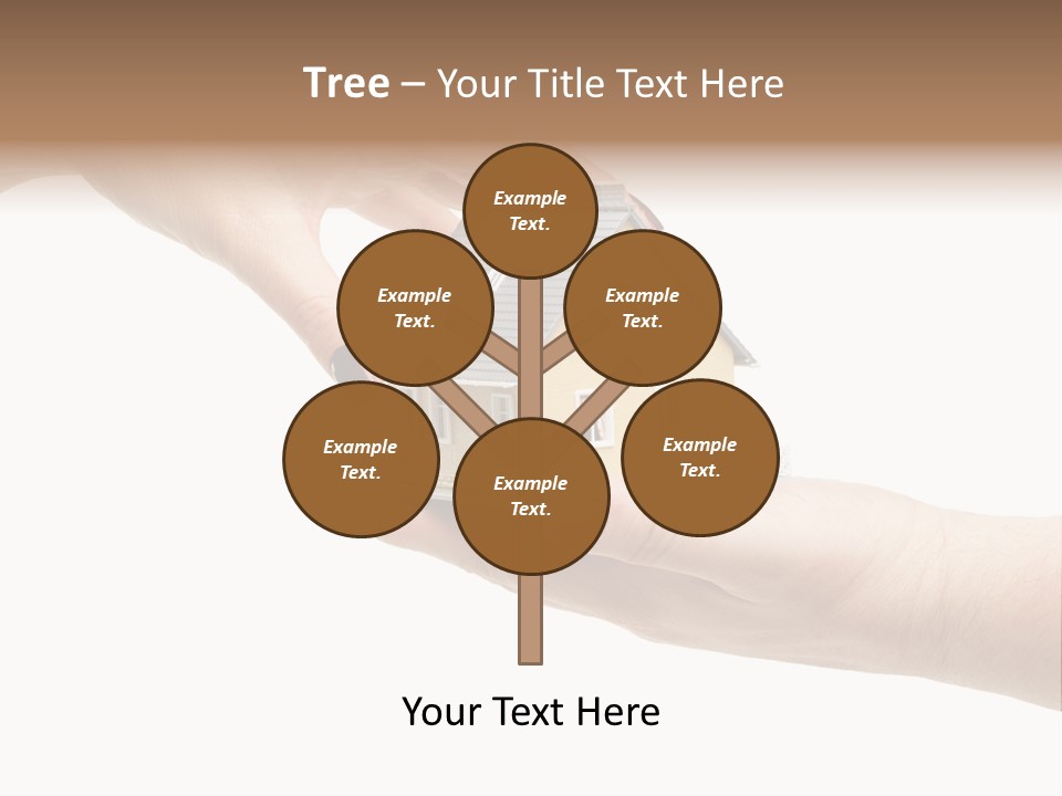 Female Hand Reaching For A House Isolated On A White Background. PowerPoint Template