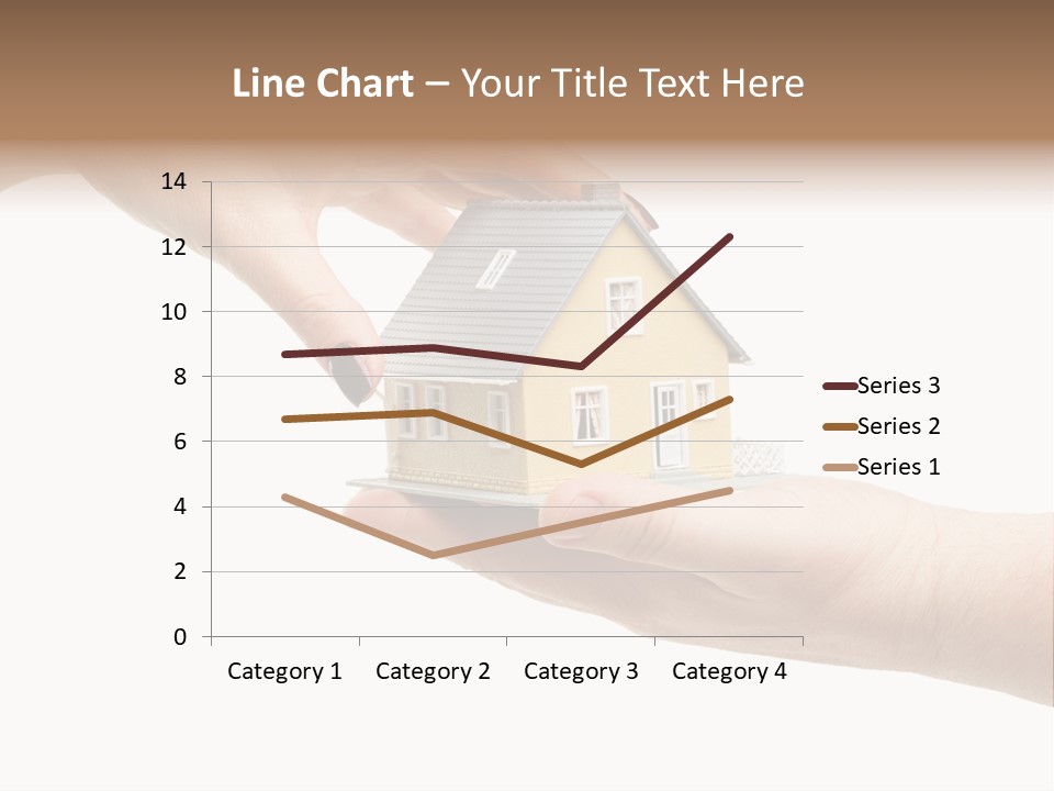 Female Hand Reaching For A House Isolated On A White Background. PowerPoint Template