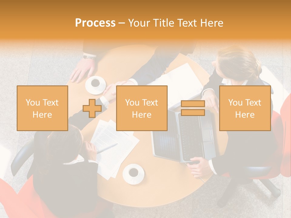 A Group Of People Sitting At A Table With Laptops PowerPoint Template