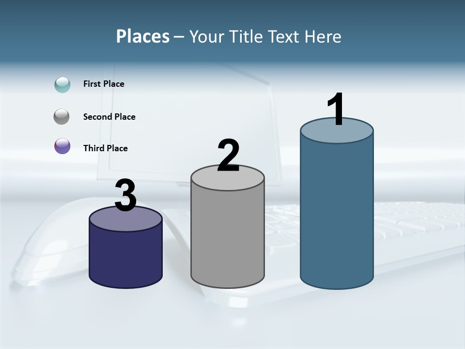 Components Of A Personal Computer: Monitor, Mouse, Keyboard, Stylized In Metallic Style PowerPoint Template