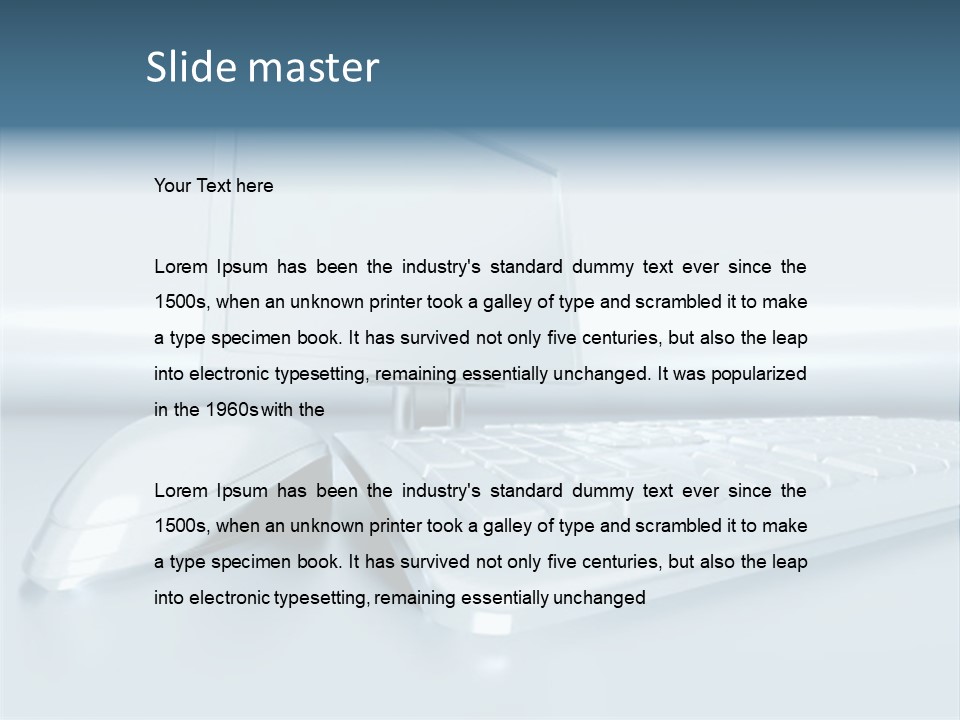 Components Of A Personal Computer: Monitor, Mouse, Keyboard, Stylized In Metallic Style PowerPoint Template
