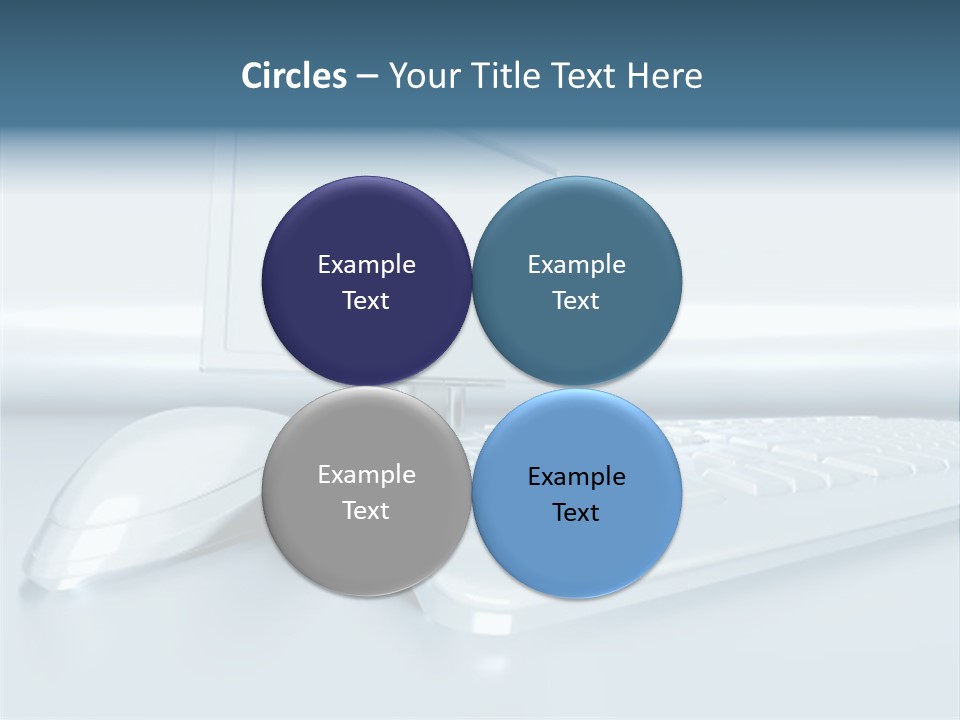 Components Of A Personal Computer: Monitor, Mouse, Keyboard, Stylized In Metallic Style PowerPoint Template