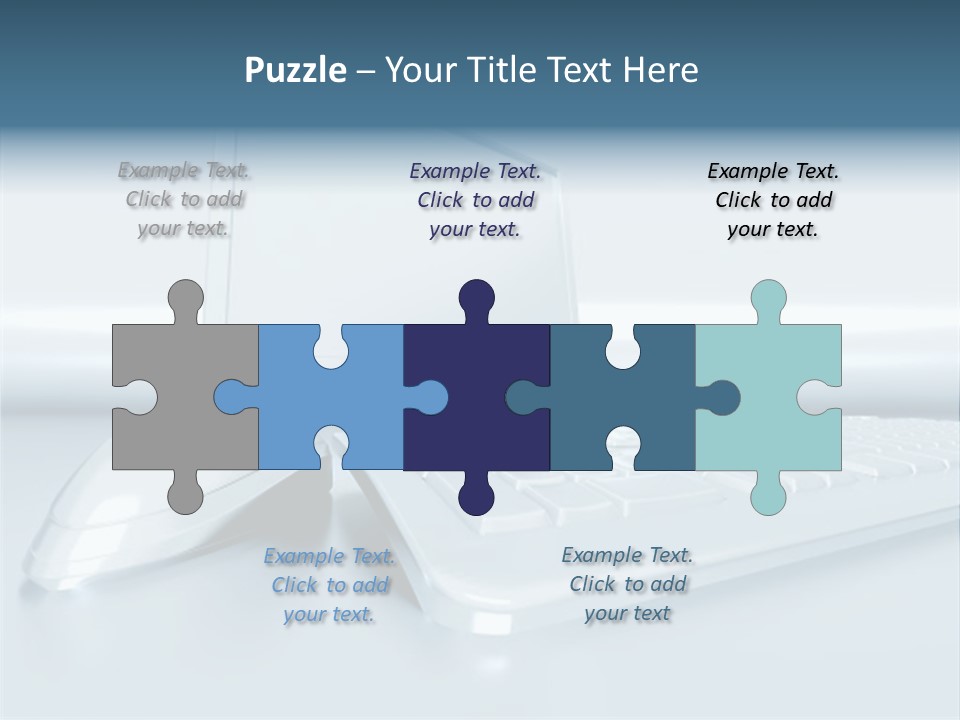 Components Of A Personal Computer: Monitor, Mouse, Keyboard, Stylized In Metallic Style PowerPoint Template