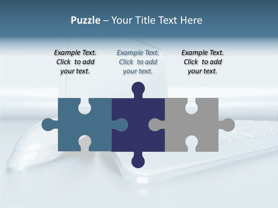 Components Of A Personal Computer: Monitor, Mouse, Keyboard, Stylized In Metallic Style PowerPoint Template
