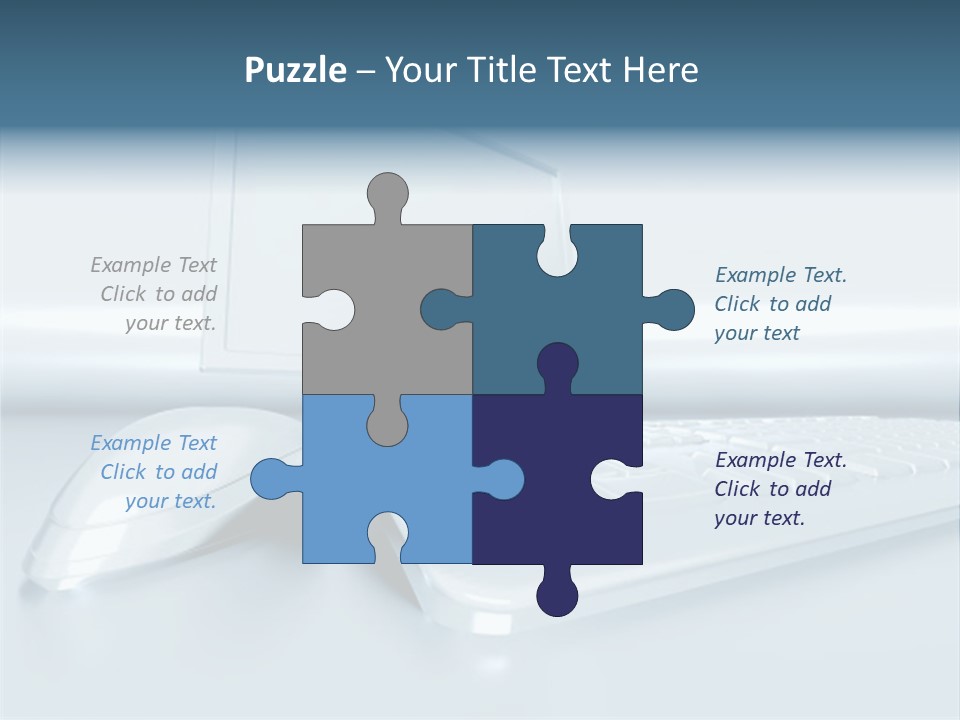 Components Of A Personal Computer: Monitor, Mouse, Keyboard, Stylized In Metallic Style PowerPoint Template