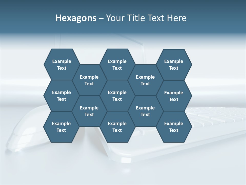 Components Of A Personal Computer: Monitor, Mouse, Keyboard, Stylized In Metallic Style PowerPoint Template