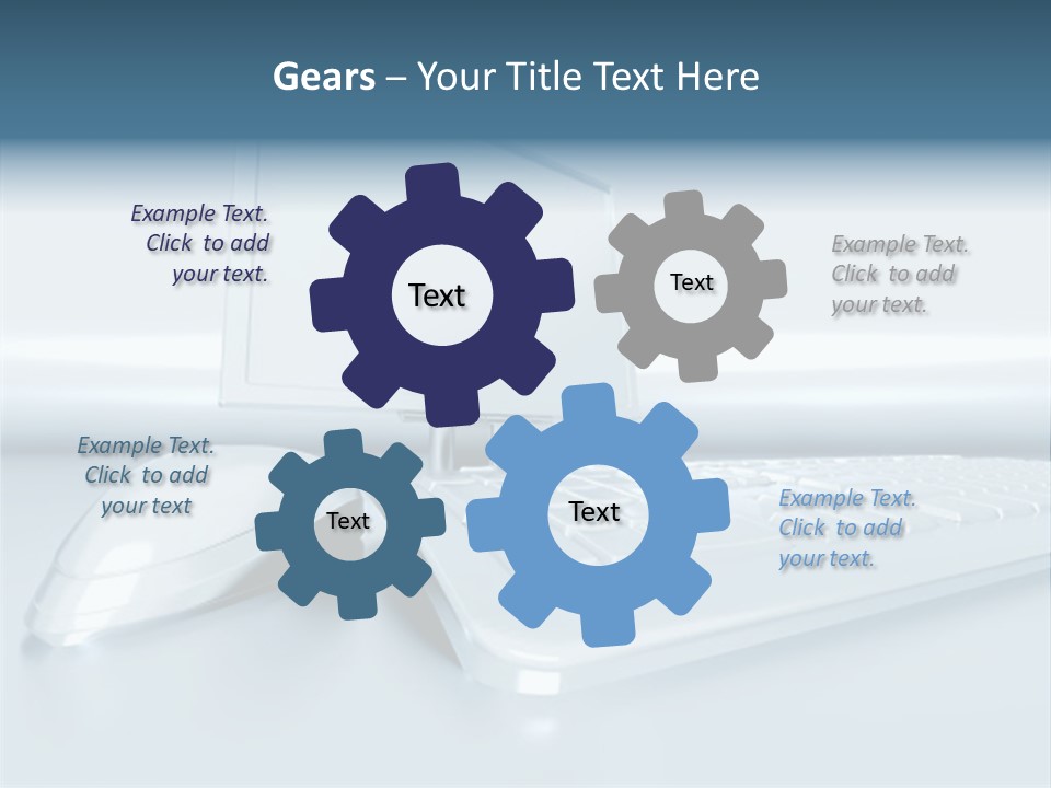 Components Of A Personal Computer: Monitor, Mouse, Keyboard, Stylized In Metallic Style PowerPoint Template