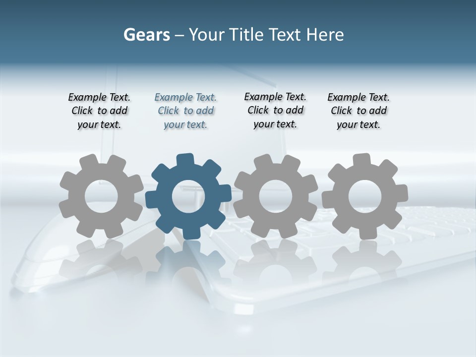 Components Of A Personal Computer: Monitor, Mouse, Keyboard, Stylized In Metallic Style PowerPoint Template