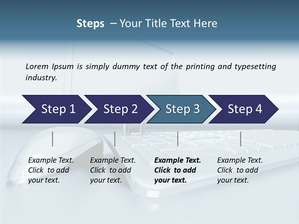 Components Of A Personal Computer: Monitor, Mouse, Keyboard, Stylized In Metallic Style PowerPoint Template