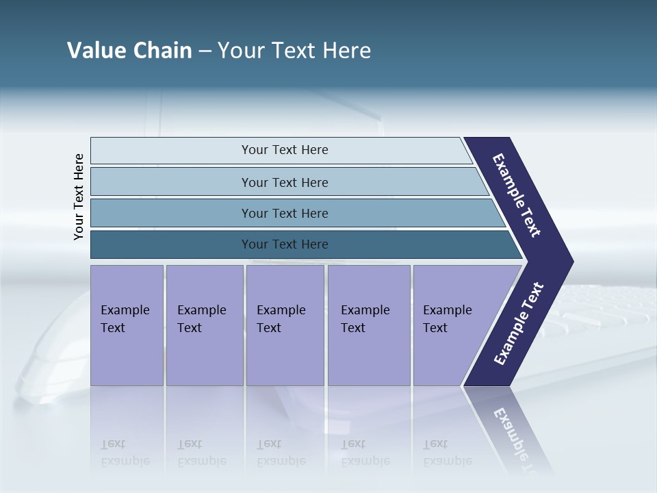 Components Of A Personal Computer: Monitor, Mouse, Keyboard, Stylized In Metallic Style PowerPoint Template