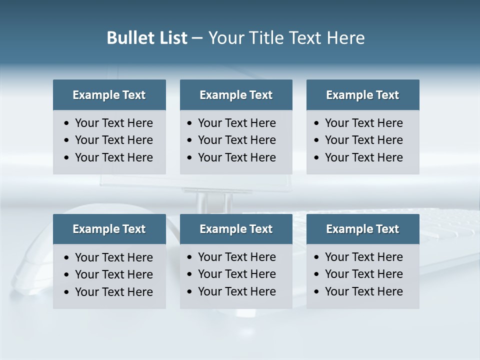Components Of A Personal Computer: Monitor, Mouse, Keyboard, Stylized In Metallic Style PowerPoint Template