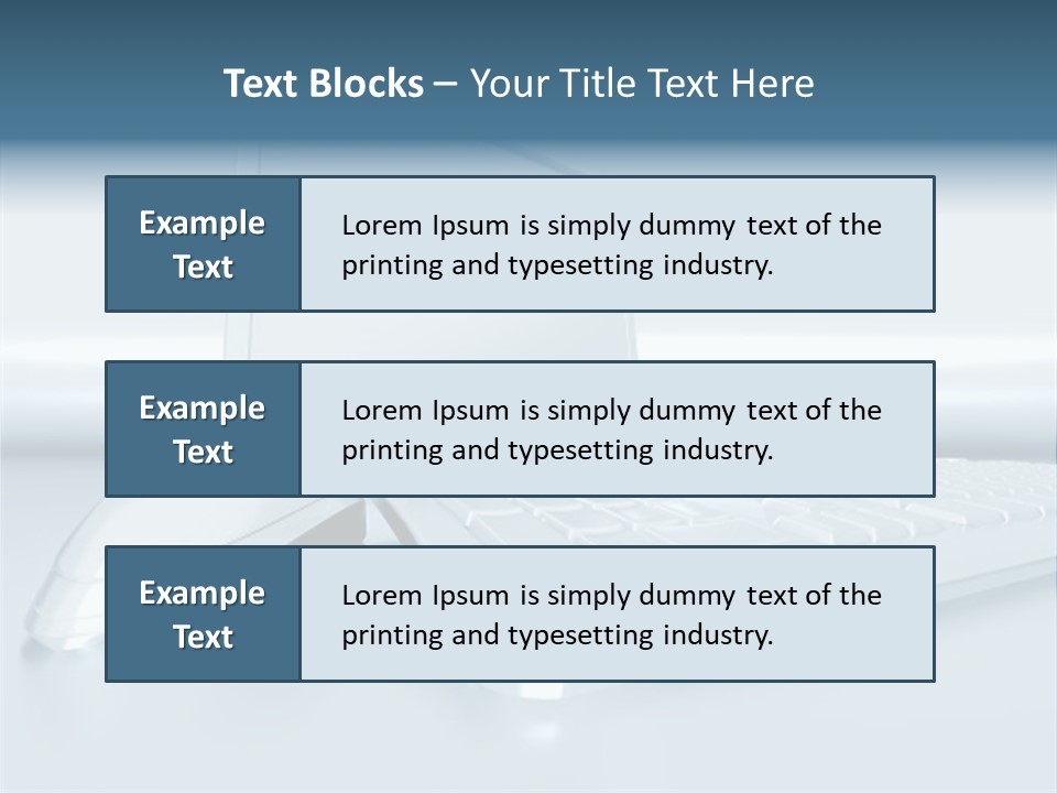 Components Of A Personal Computer: Monitor, Mouse, Keyboard, Stylized In Metallic Style PowerPoint Template