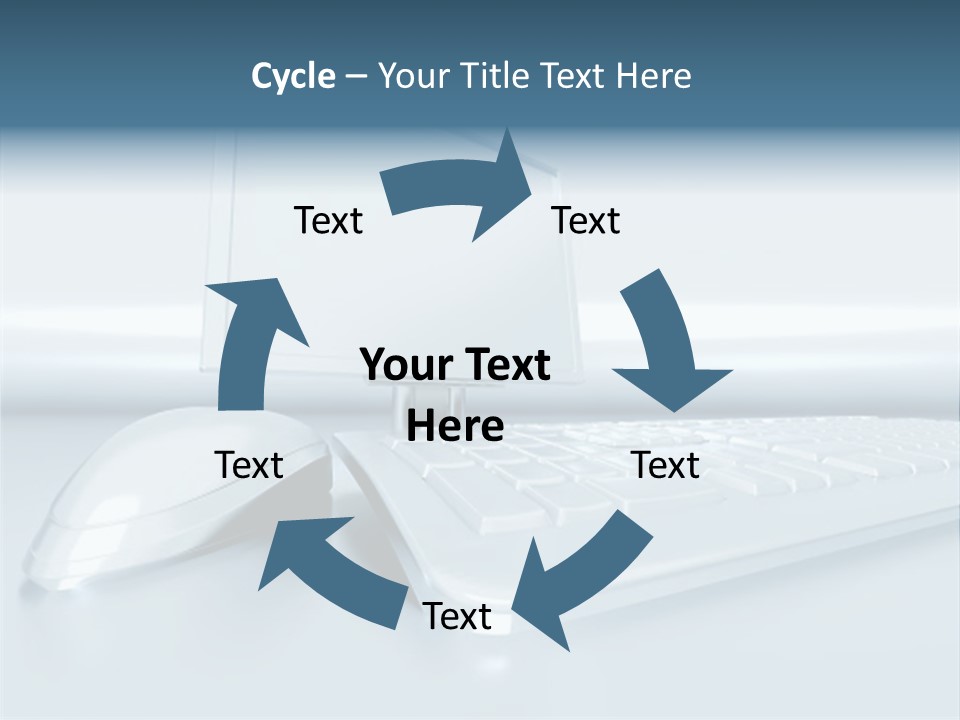 Components Of A Personal Computer: Monitor, Mouse, Keyboard, Stylized In Metallic Style PowerPoint Template
