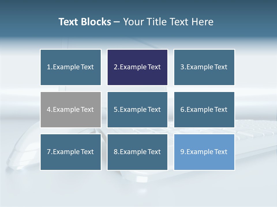 Components Of A Personal Computer: Monitor, Mouse, Keyboard, Stylized In Metallic Style PowerPoint Template
