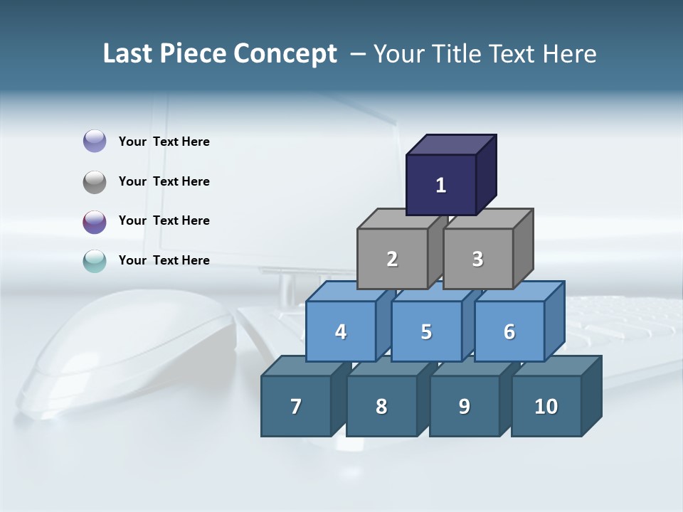 Components Of A Personal Computer: Monitor, Mouse, Keyboard, Stylized In Metallic Style PowerPoint Template