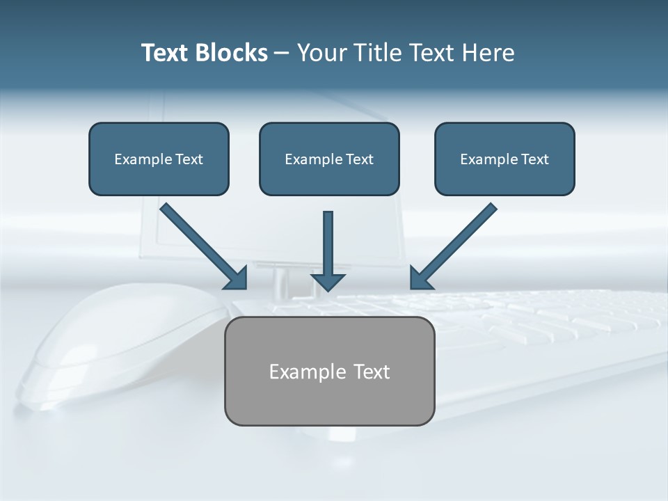 Components Of A Personal Computer: Monitor, Mouse, Keyboard, Stylized In Metallic Style PowerPoint Template
