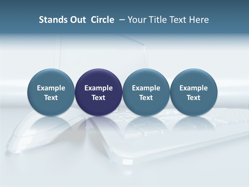 Components Of A Personal Computer: Monitor, Mouse, Keyboard, Stylized In Metallic Style PowerPoint Template