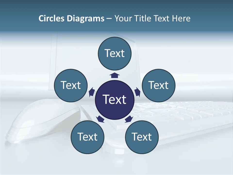 Components Of A Personal Computer: Monitor, Mouse, Keyboard, Stylized In Metallic Style PowerPoint Template
