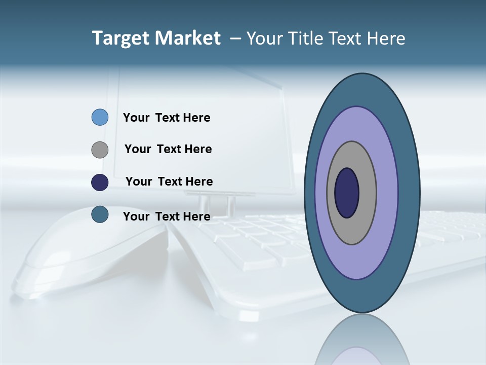Components Of A Personal Computer: Monitor, Mouse, Keyboard, Stylized In Metallic Style PowerPoint Template