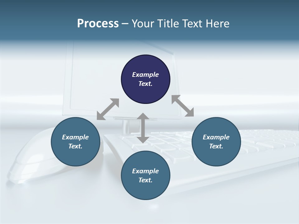 Components Of A Personal Computer: Monitor, Mouse, Keyboard, Stylized In Metallic Style PowerPoint Template