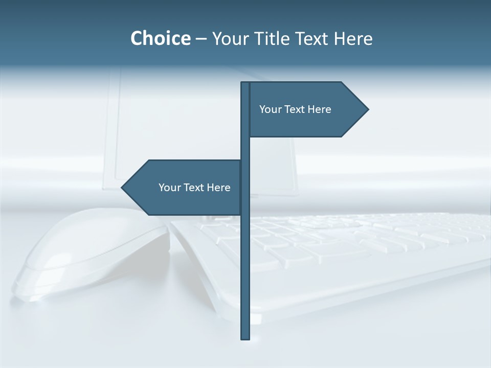 Components Of A Personal Computer: Monitor, Mouse, Keyboard, Stylized In Metallic Style PowerPoint Template