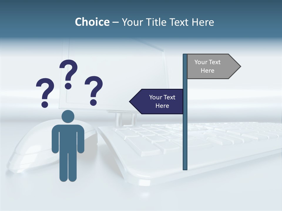 Components Of A Personal Computer: Monitor, Mouse, Keyboard, Stylized In Metallic Style PowerPoint Template