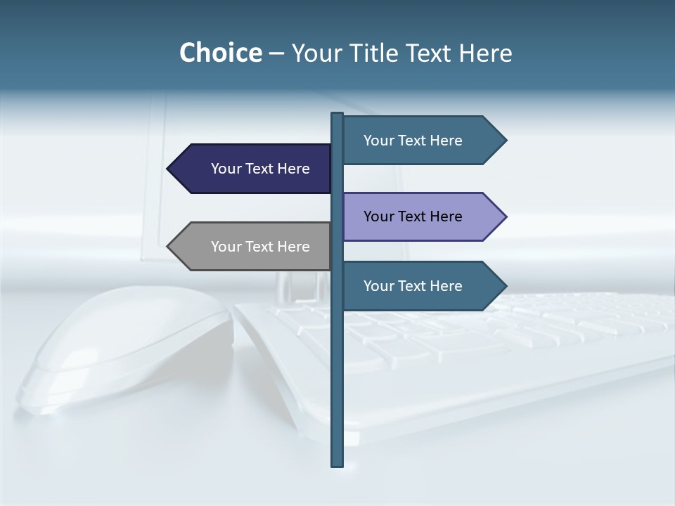 Components Of A Personal Computer: Monitor, Mouse, Keyboard, Stylized In Metallic Style PowerPoint Template