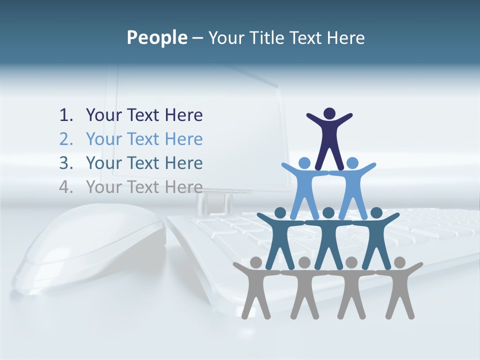 Components Of A Personal Computer: Monitor, Mouse, Keyboard, Stylized In Metallic Style PowerPoint Template