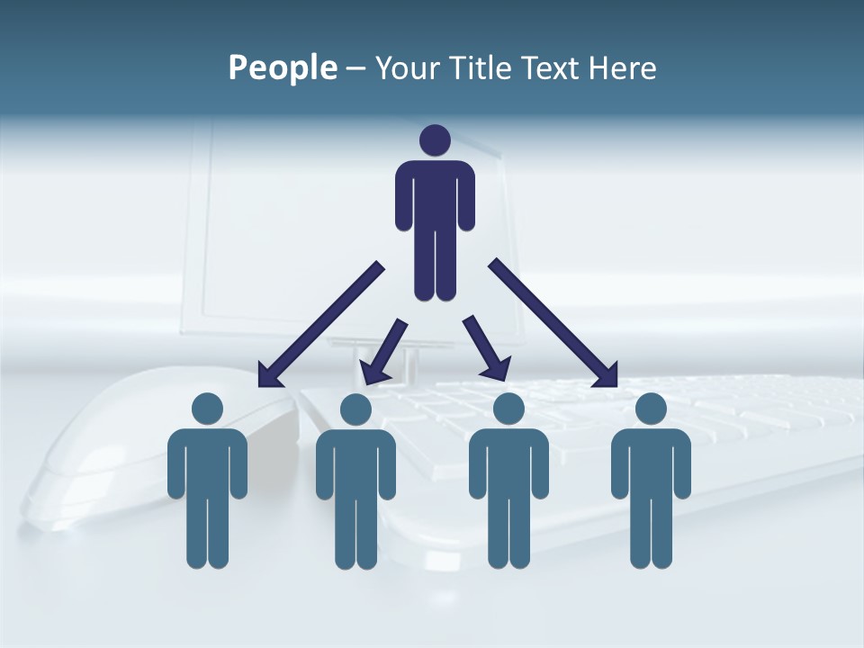 Components Of A Personal Computer: Monitor, Mouse, Keyboard, Stylized In Metallic Style PowerPoint Template