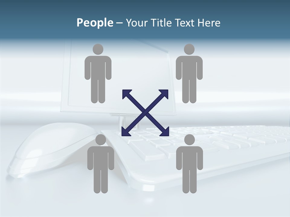 Components Of A Personal Computer: Monitor, Mouse, Keyboard, Stylized In Metallic Style PowerPoint Template