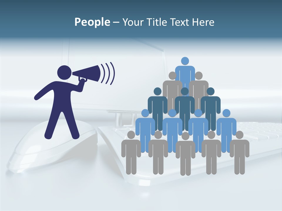 Components Of A Personal Computer: Monitor, Mouse, Keyboard, Stylized In Metallic Style PowerPoint Template