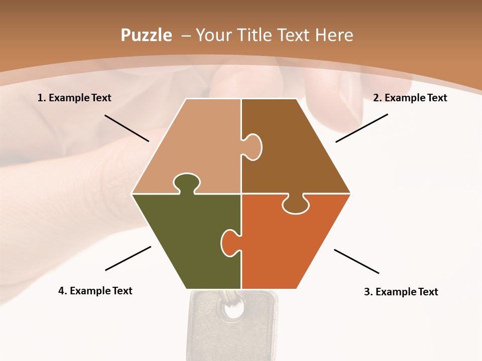 Close Up Of A Person's Hand, Handing Over A Key. Focus On The Key. Isolated On A White Background. PowerPoint Template