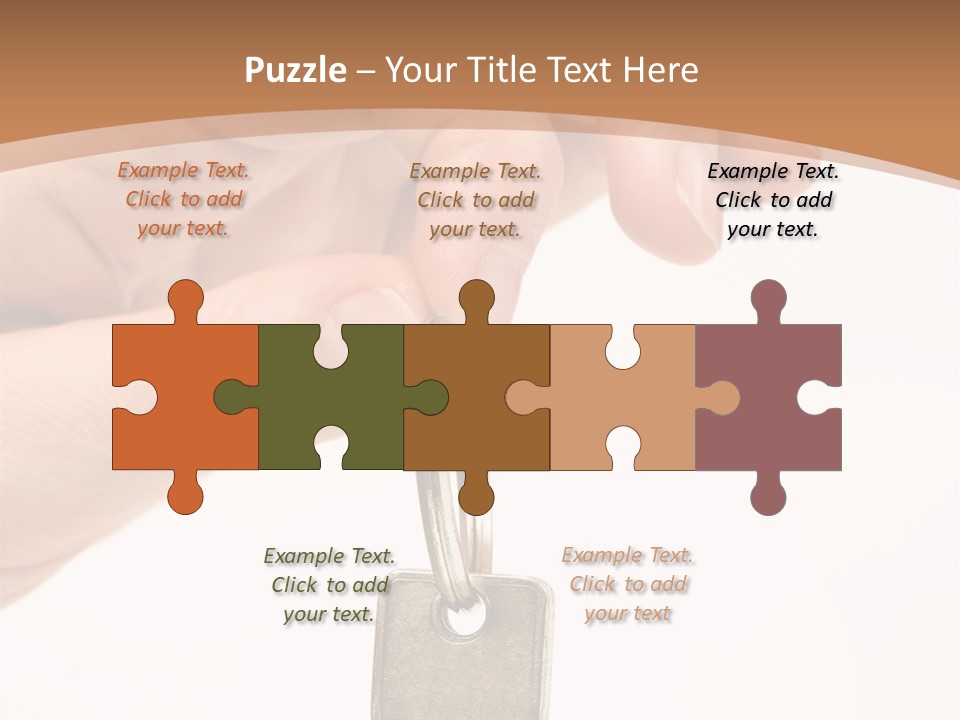 Close Up Of A Person's Hand, Handing Over A Key. Focus On The Key. Isolated On A White Background. PowerPoint Template