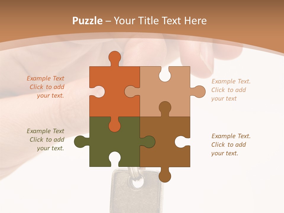 Close Up Of A Person's Hand, Handing Over A Key. Focus On The Key. Isolated On A White Background. PowerPoint Template