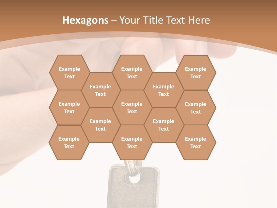 Close Up Of A Person's Hand, Handing Over A Key. Focus On The Key. Isolated On A White Background. PowerPoint Template