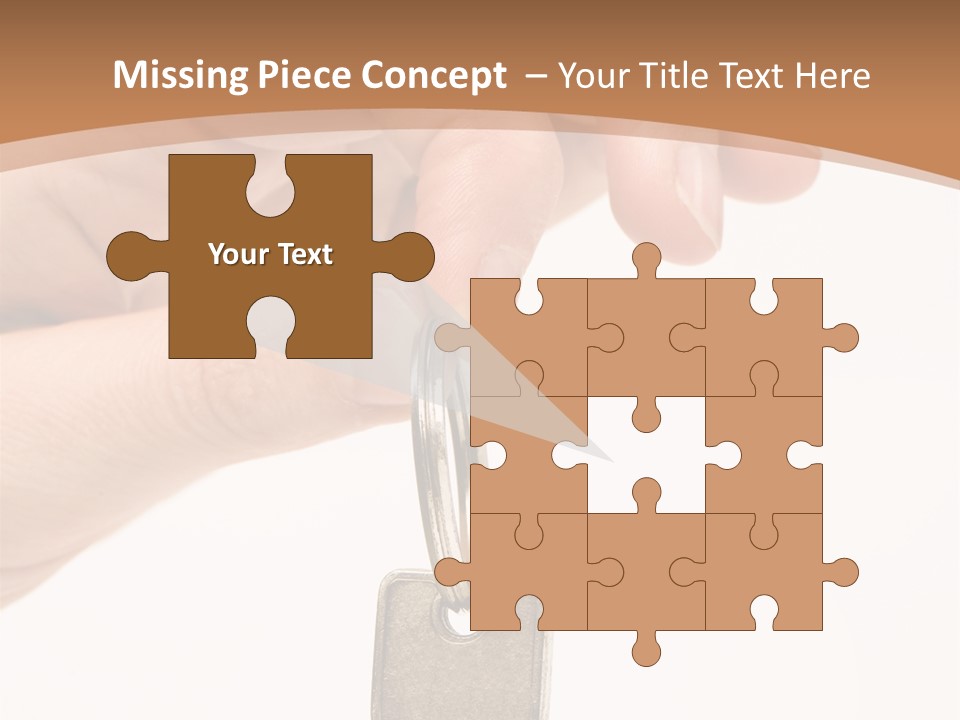 Close Up Of A Person's Hand, Handing Over A Key. Focus On The Key. Isolated On A White Background. PowerPoint Template