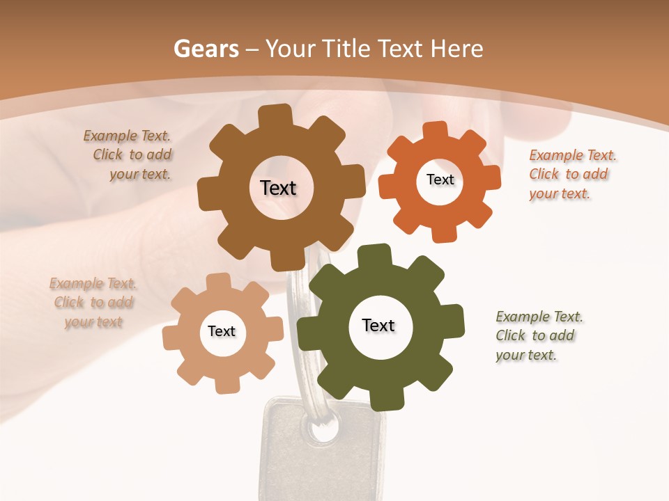 Close Up Of A Person's Hand, Handing Over A Key. Focus On The Key. Isolated On A White Background. PowerPoint Template