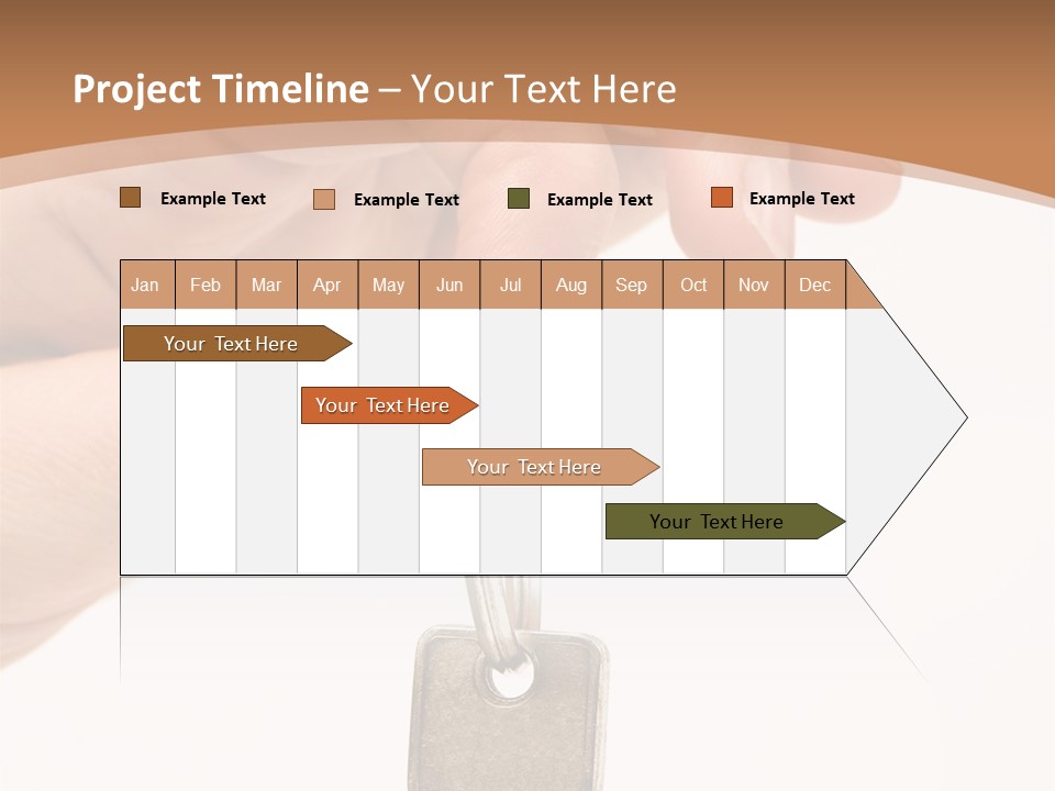 Close Up Of A Person's Hand, Handing Over A Key. Focus On The Key. Isolated On A White Background. PowerPoint Template