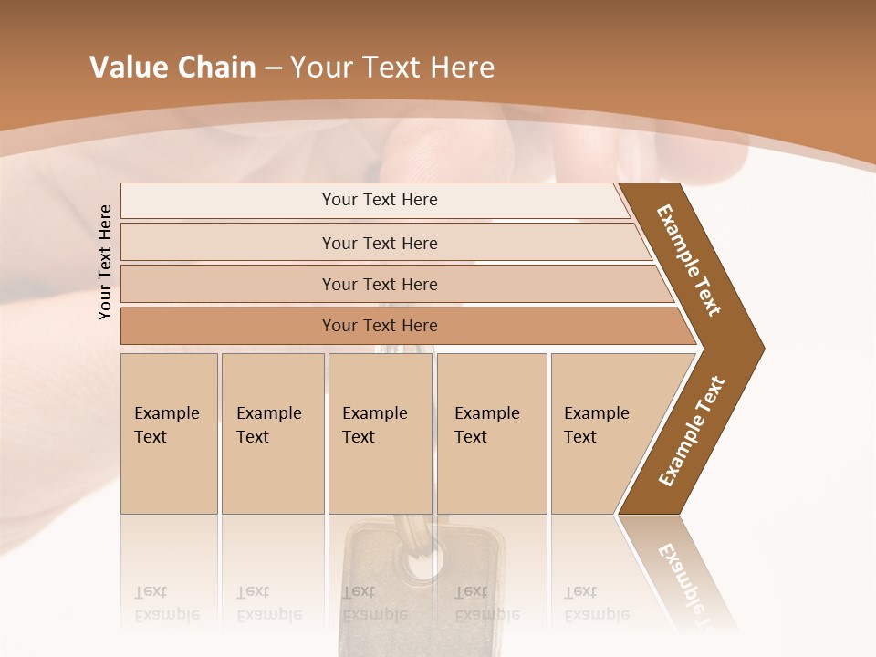 Close Up Of A Person's Hand, Handing Over A Key. Focus On The Key. Isolated On A White Background. PowerPoint Template