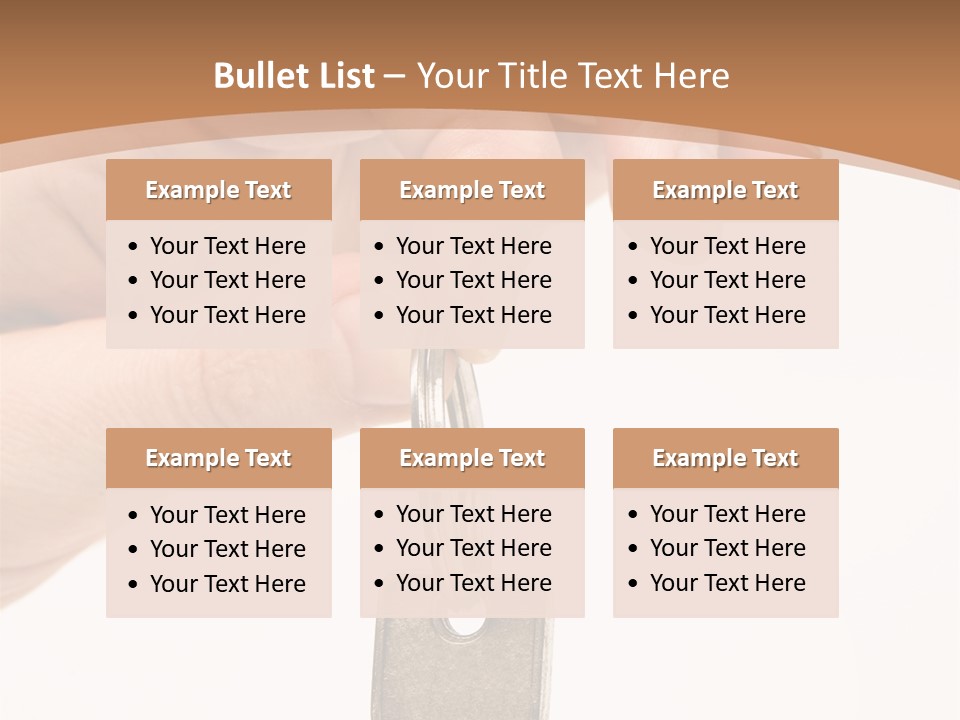 Close Up Of A Person's Hand, Handing Over A Key. Focus On The Key. Isolated On A White Background. PowerPoint Template