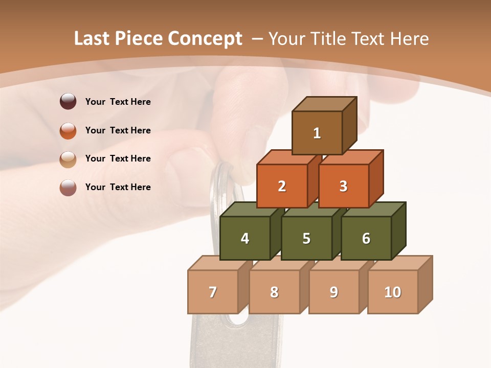 Close Up Of A Person's Hand, Handing Over A Key. Focus On The Key. Isolated On A White Background. PowerPoint Template