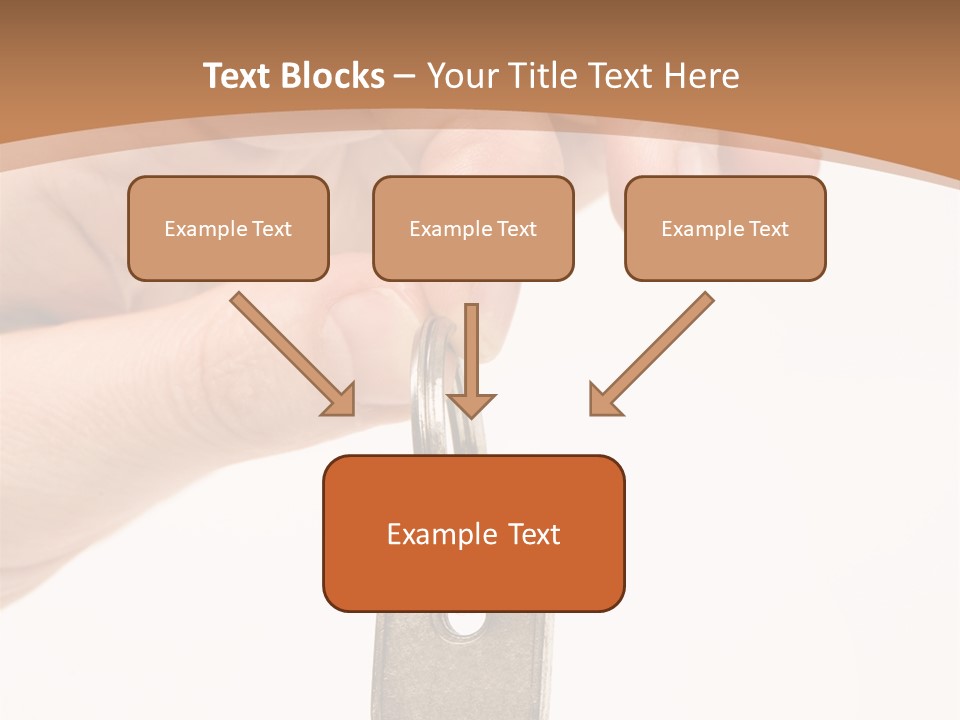 Close Up Of A Person's Hand, Handing Over A Key. Focus On The Key. Isolated On A White Background. PowerPoint Template