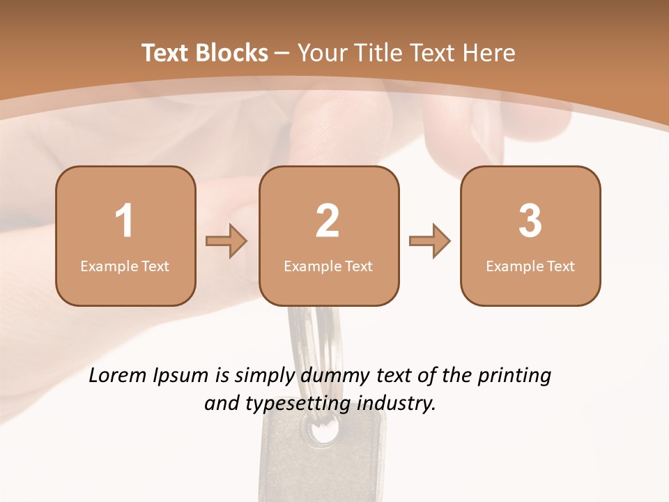 Close Up Of A Person's Hand, Handing Over A Key. Focus On The Key. Isolated On A White Background. PowerPoint Template