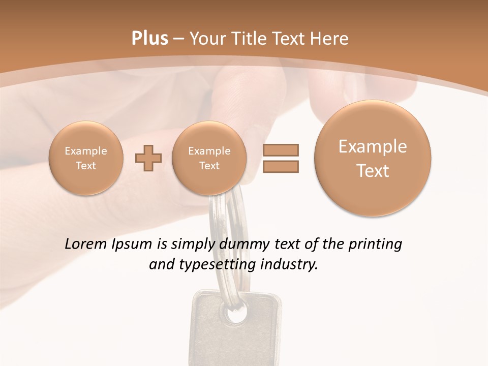 Close Up Of A Person's Hand, Handing Over A Key. Focus On The Key. Isolated On A White Background. PowerPoint Template
