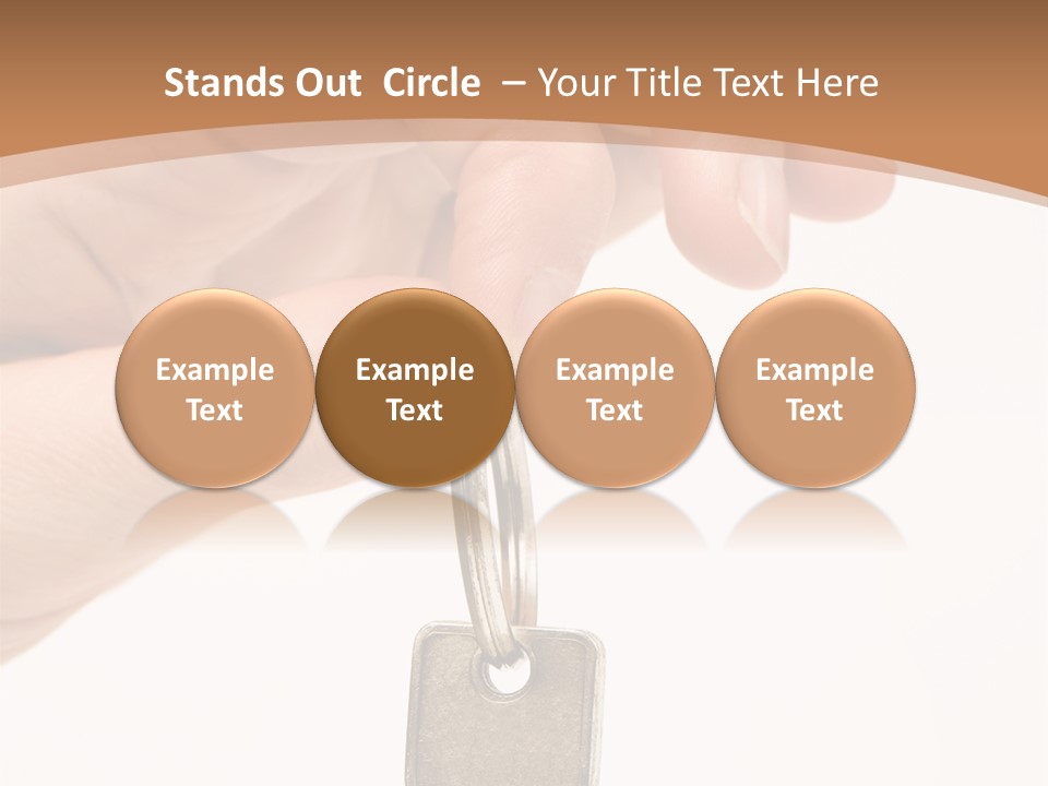 Close Up Of A Person's Hand, Handing Over A Key. Focus On The Key. Isolated On A White Background. PowerPoint Template