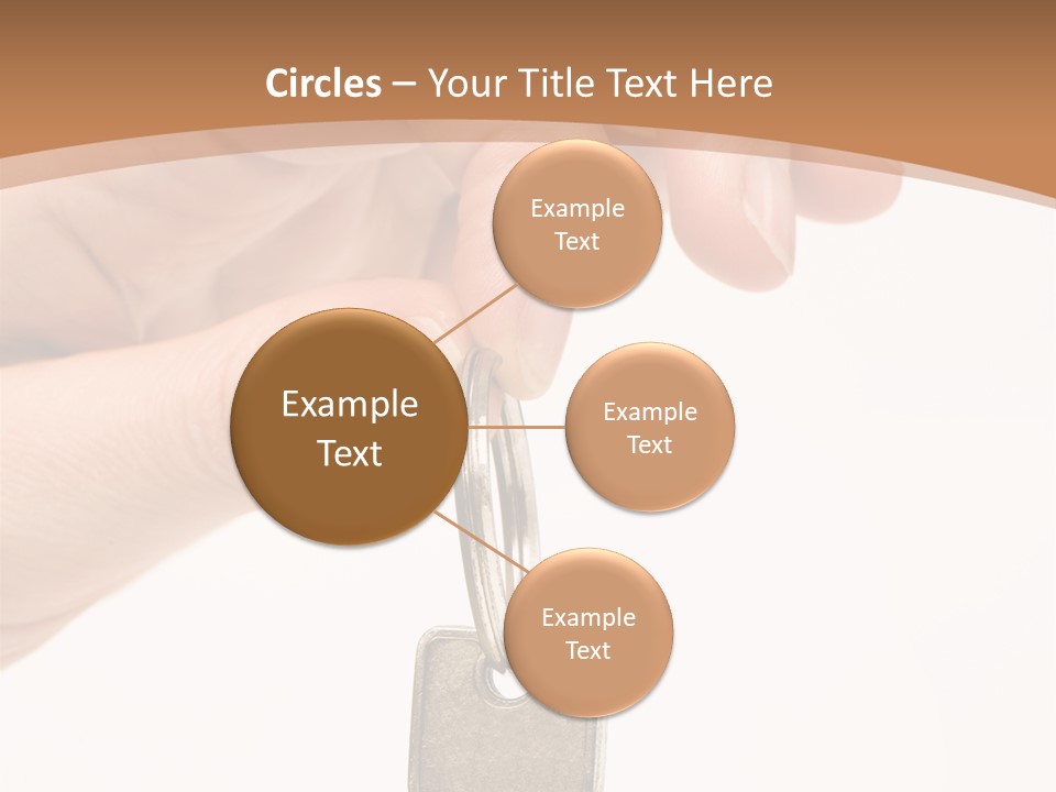 Close Up Of A Person's Hand, Handing Over A Key. Focus On The Key. Isolated On A White Background. PowerPoint Template