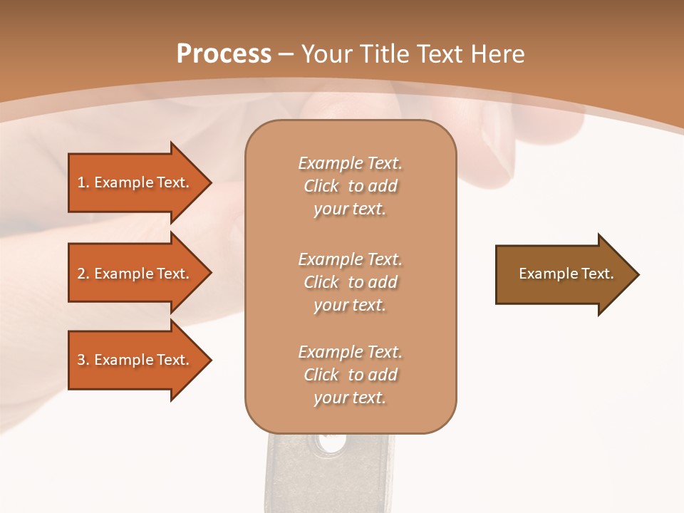 Close Up Of A Person's Hand, Handing Over A Key. Focus On The Key. Isolated On A White Background. PowerPoint Template