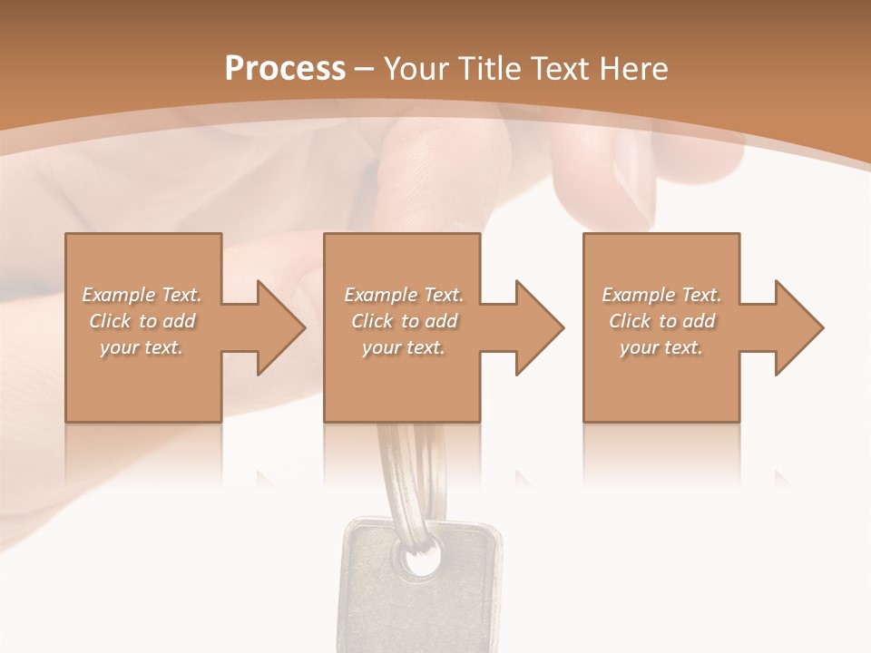 Close Up Of A Person's Hand, Handing Over A Key. Focus On The Key. Isolated On A White Background. PowerPoint Template